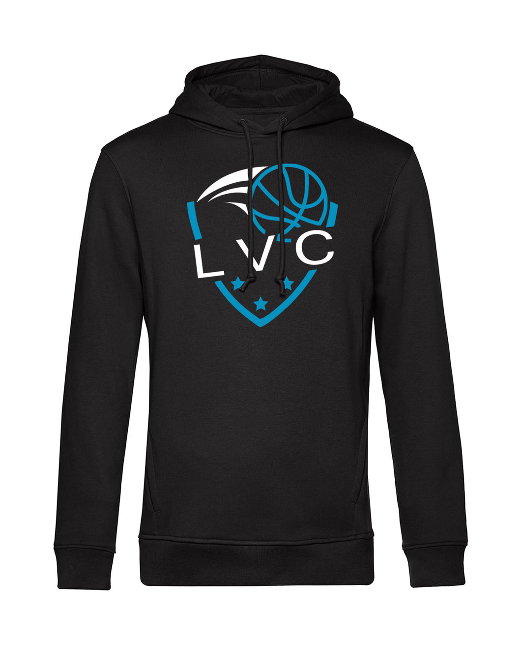 LVC Logo Aqua Unisex Black Organic Hoodie