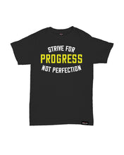 Strive For Progress Not Perfection Kids Black T-Shirt