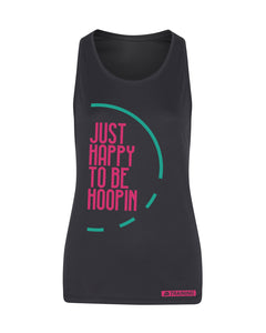 Just Happy To Be Hoopin Black Womens Performance Vest