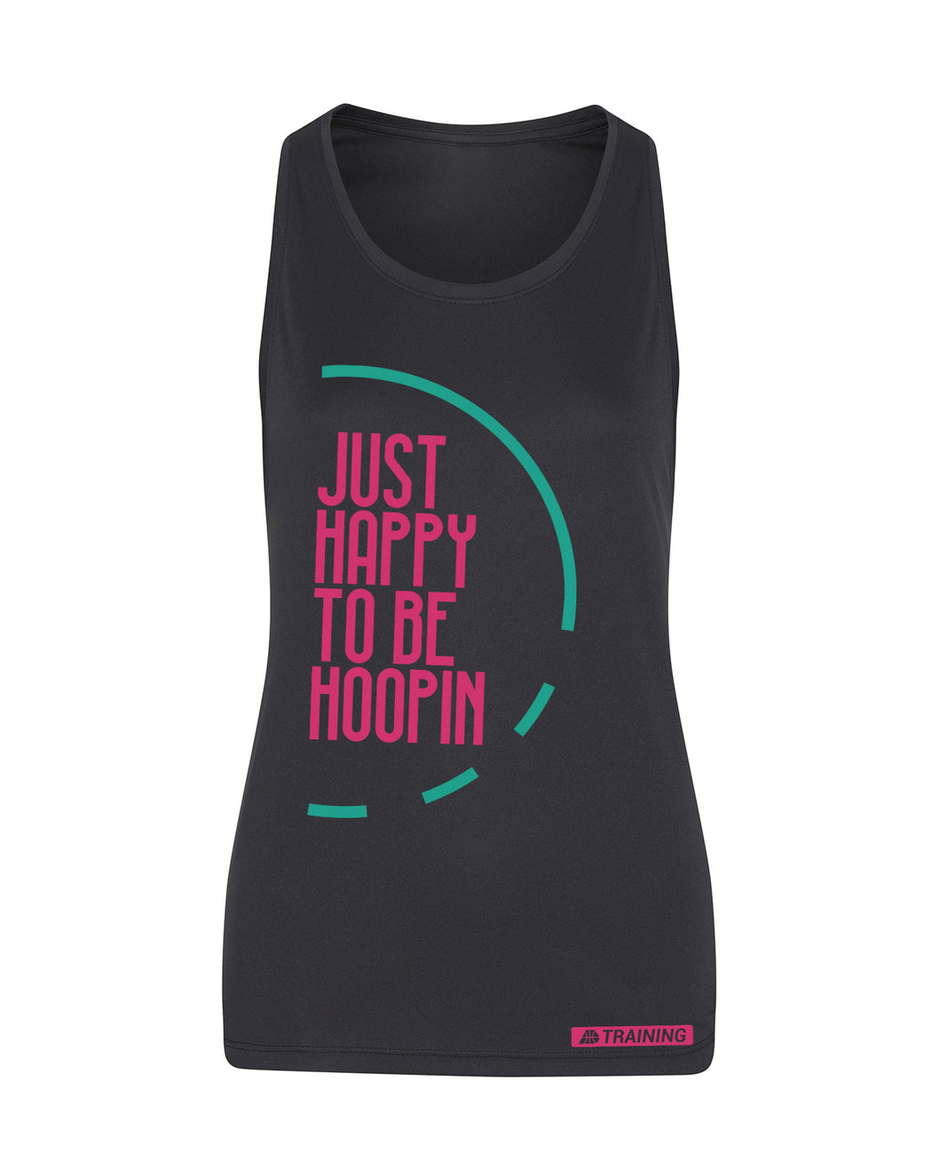Just Happy To Be Hoopin Black Womens Performance Vest