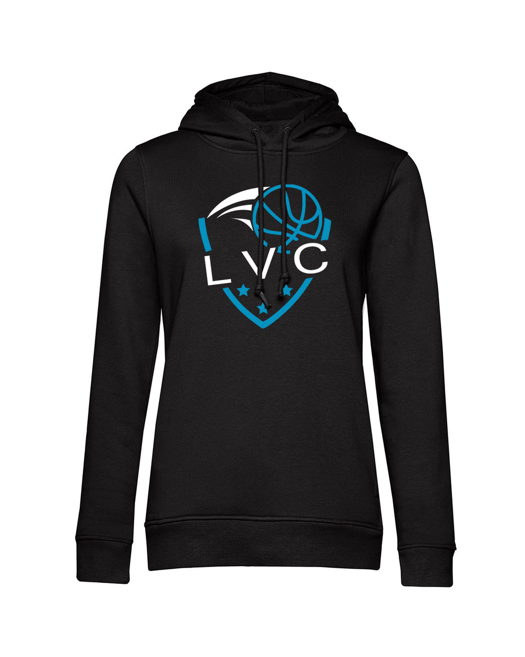 LVC Logo Aqua Womens Black Organic Hoodie